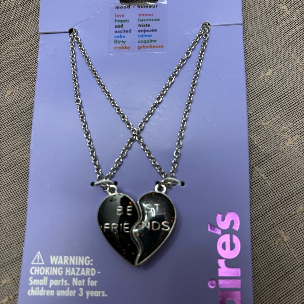 Claire's Silver Best Friends Heart Necklace Set